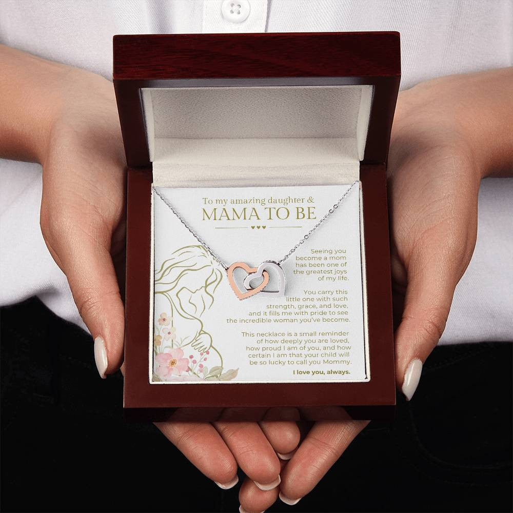 Daughter "Mama to Be" from Parent |Interlocking Hearts Necklace