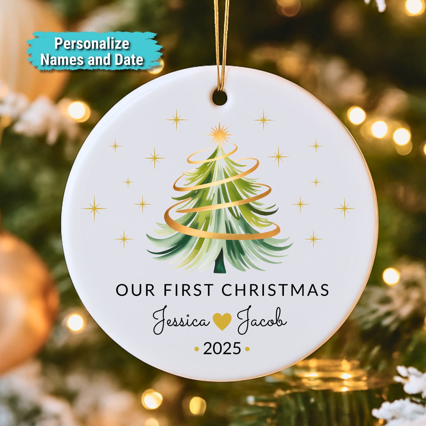 “Our First Christmas Together” 2025 Personalized Ceramic Ornament