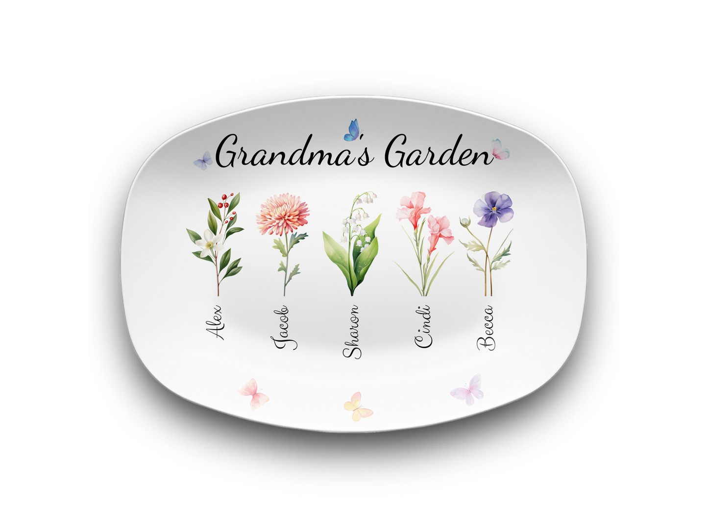 Personalized Grandma's / Mom's Garden Birth Flower Platter