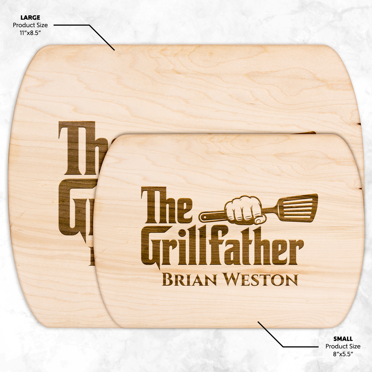 The Grillfather | Personalized Hardwood Oval Cutting Board