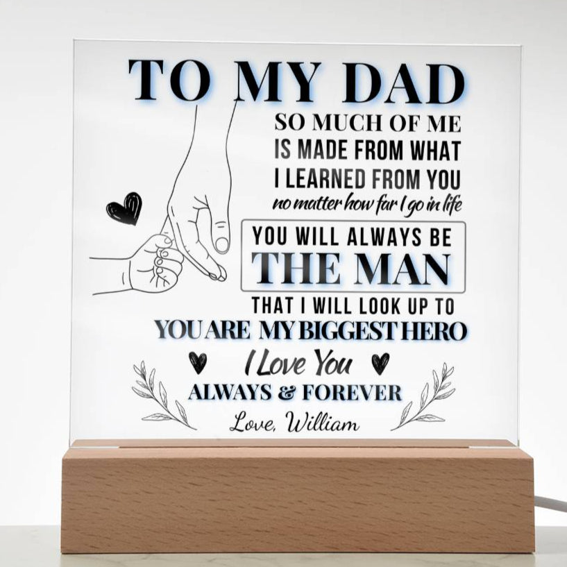 To Dad, My Biggest Hero – Personalized Dad LED Plaque
