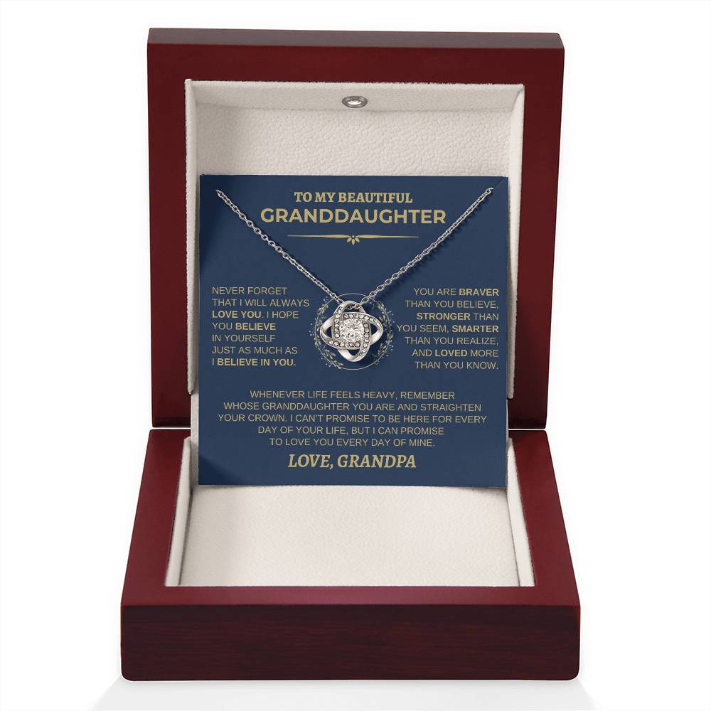 To My Beautiful Granddaughter Necklace |Never Forget (Navy Wreath)