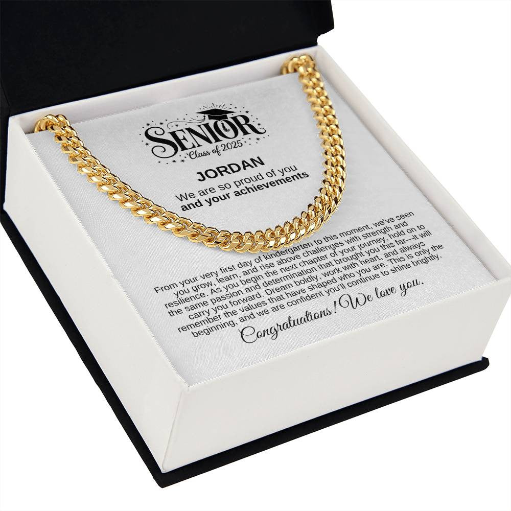 Personalized 2025 Graduation "We Are So Proud" Cuban Link Necklace