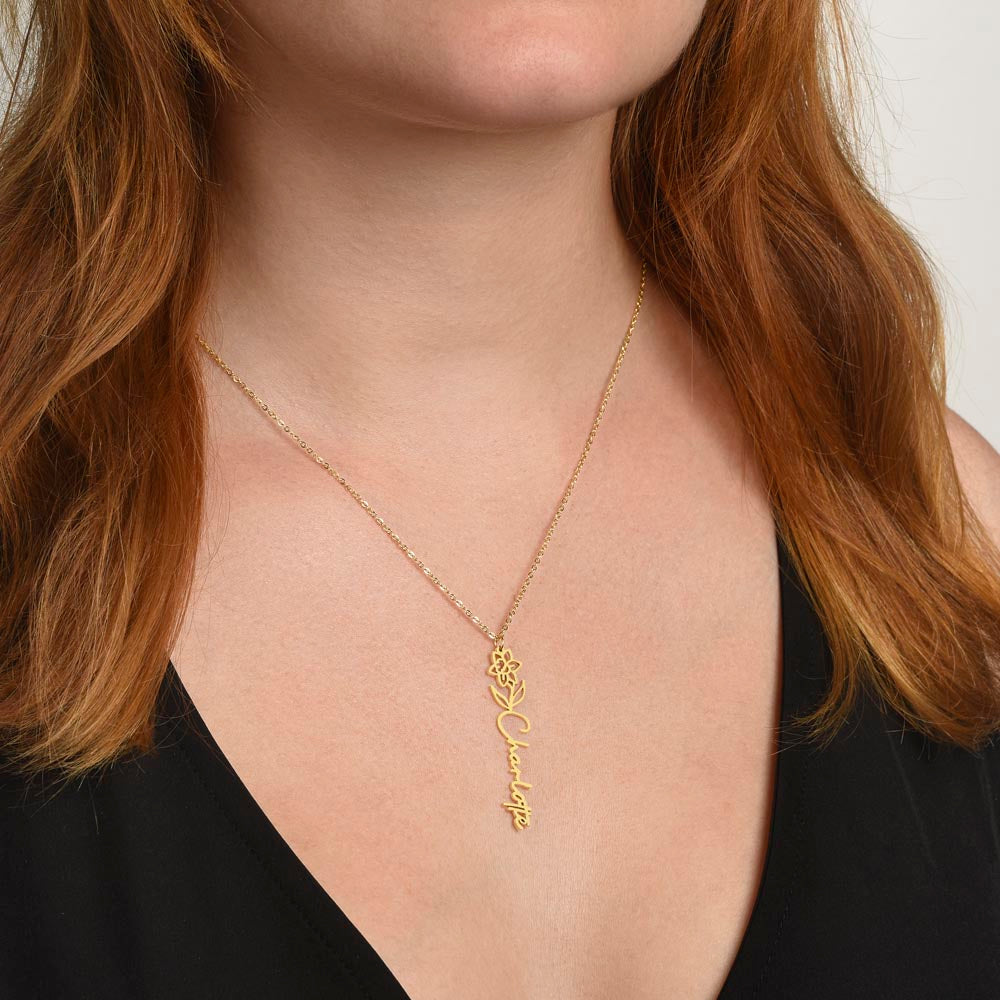 No Rain, No Flowers (LGT)| Personalized Birth-Flower Name Necklace