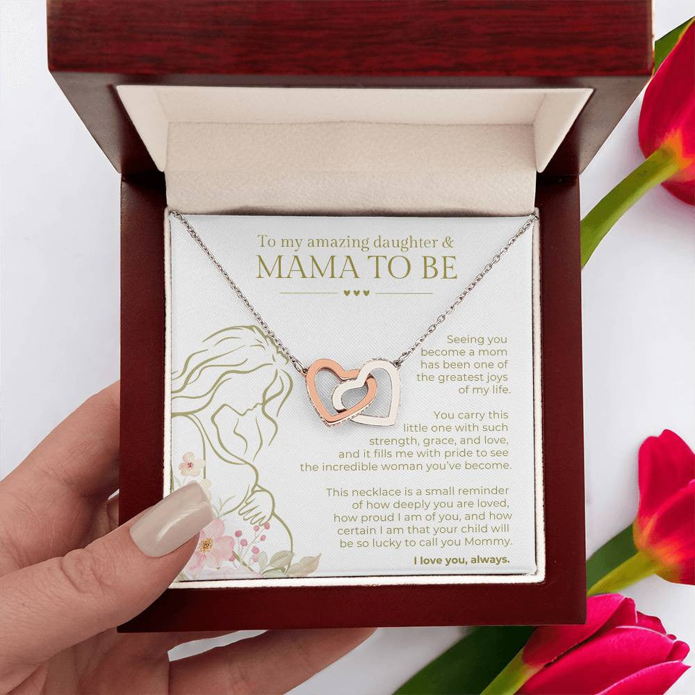 Daughter "Mama to Be" from Parent |Interlocking Hearts Necklace