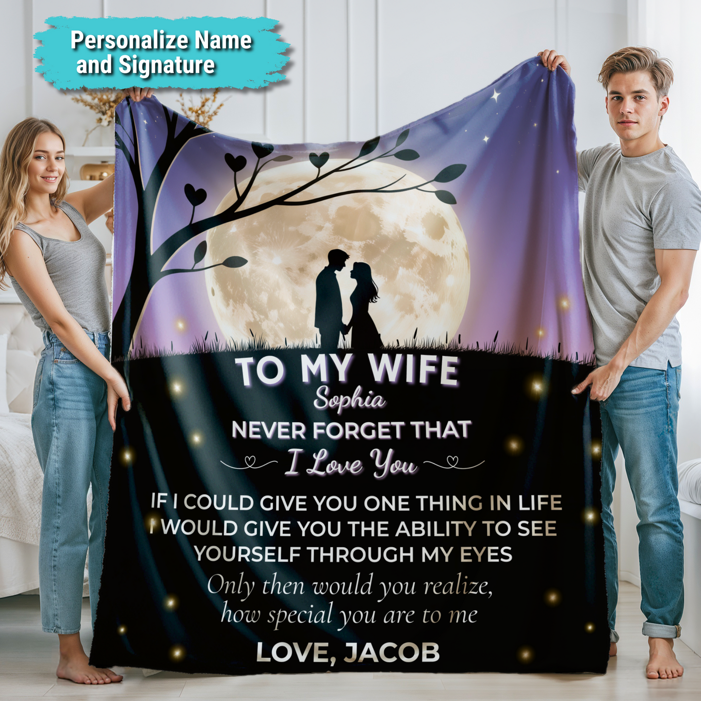 To My Wife Personalized Blanket | Never Forget I Love You |Custom Fleece & Sherpa Gift