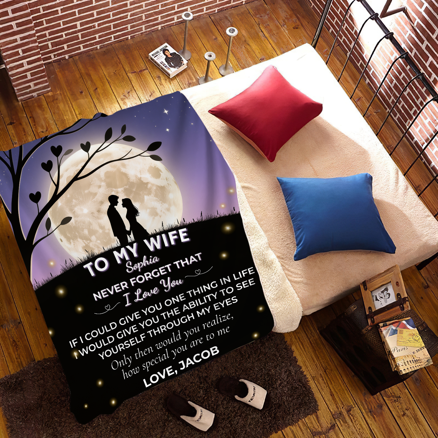 To My Wife Personalized Blanket | Never Forget I Love You |Custom Fleece & Sherpa Gift