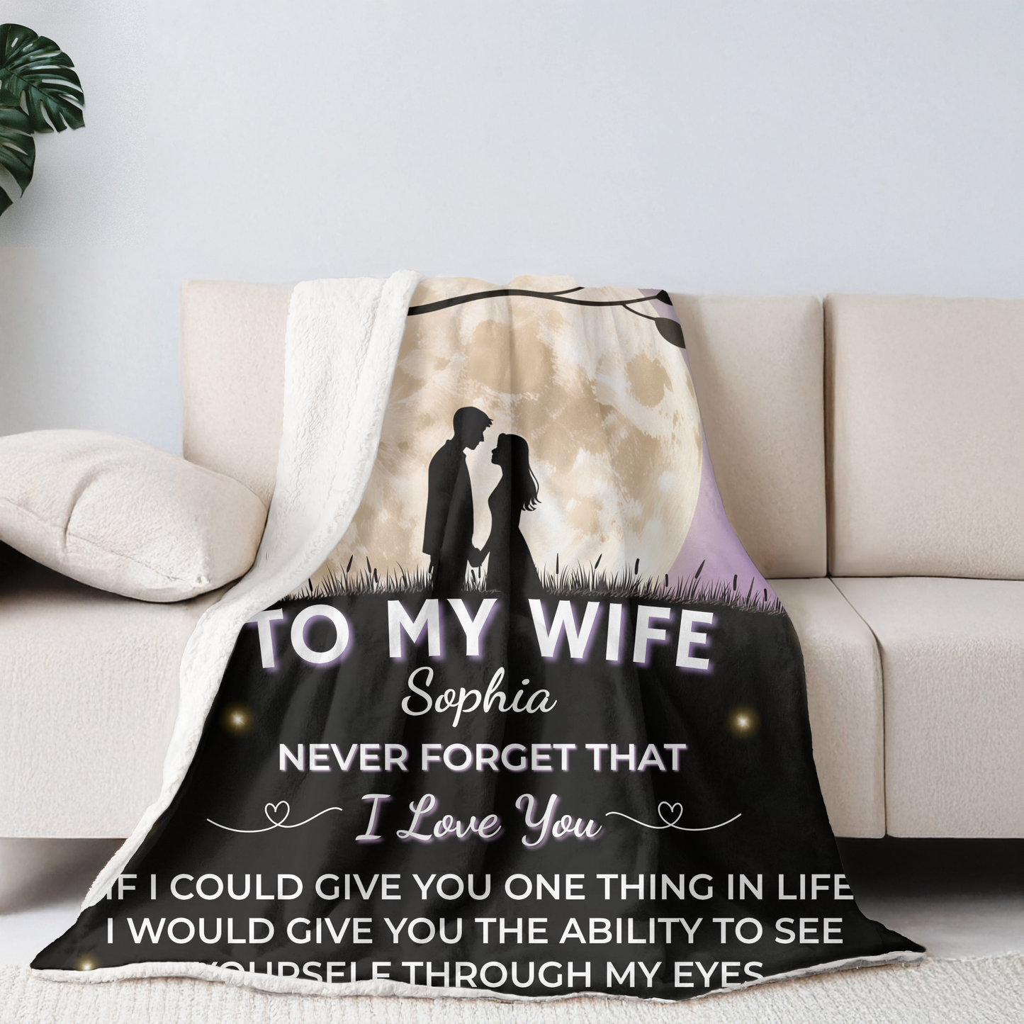 To My Wife Personalized Blanket | Never Forget I Love You |Custom Fleece & Sherpa Gift