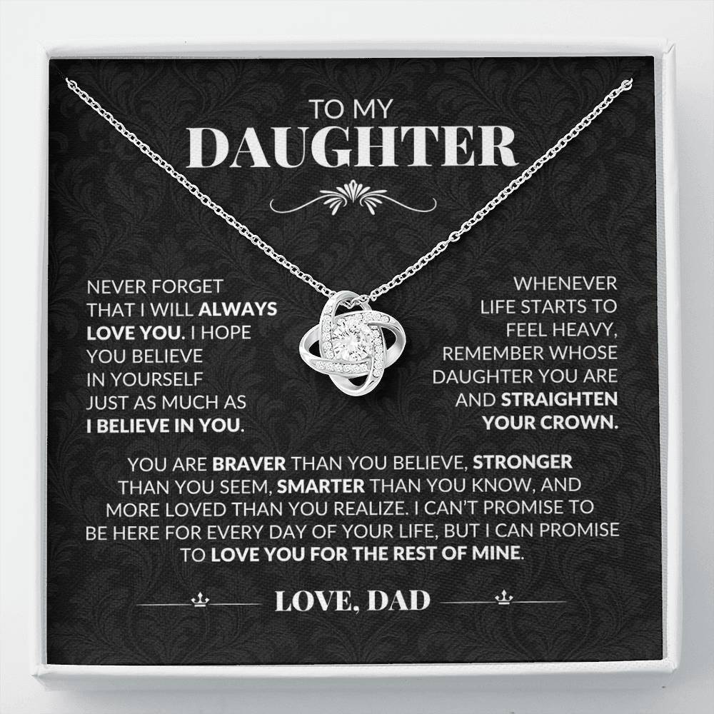 Gift For Daughter From Dad "Never Forget I Love You" Necklace