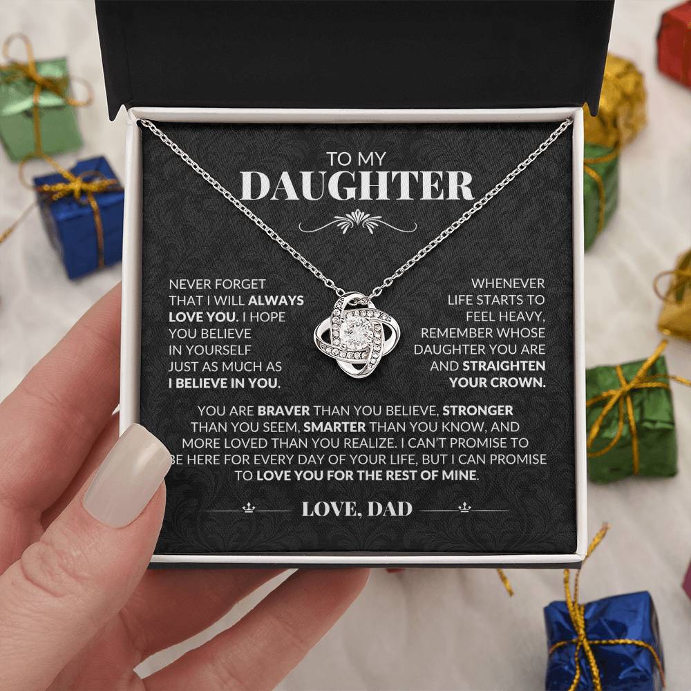 Gift For Daughter From Dad "Never Forget I Love You" Necklace