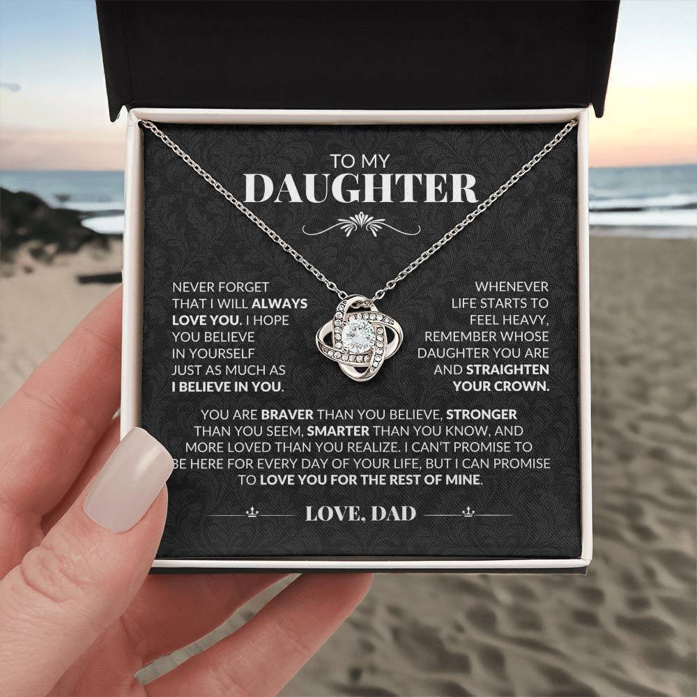 Gift For Daughter From Dad "Never Forget I Love You" Necklace
