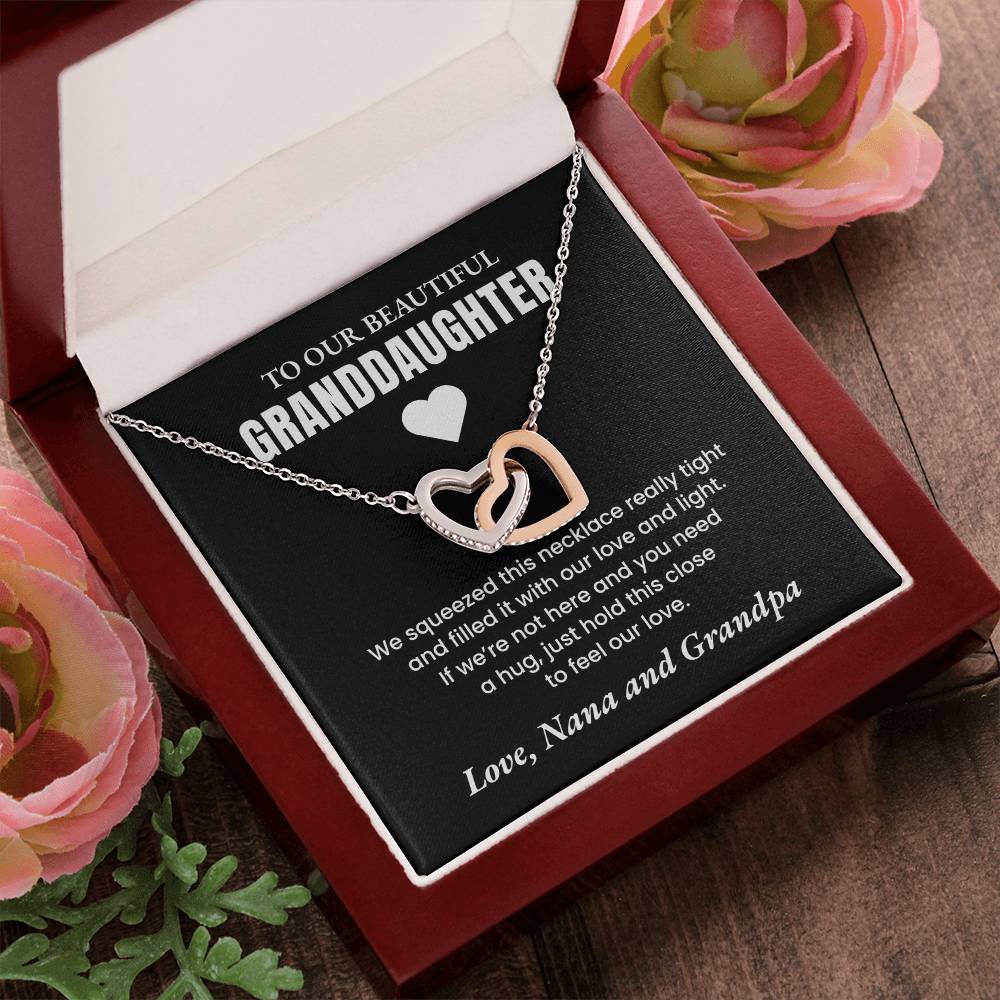 Always Close To Our Hearts | Personalized Granddaughter Heart Necklace |Black