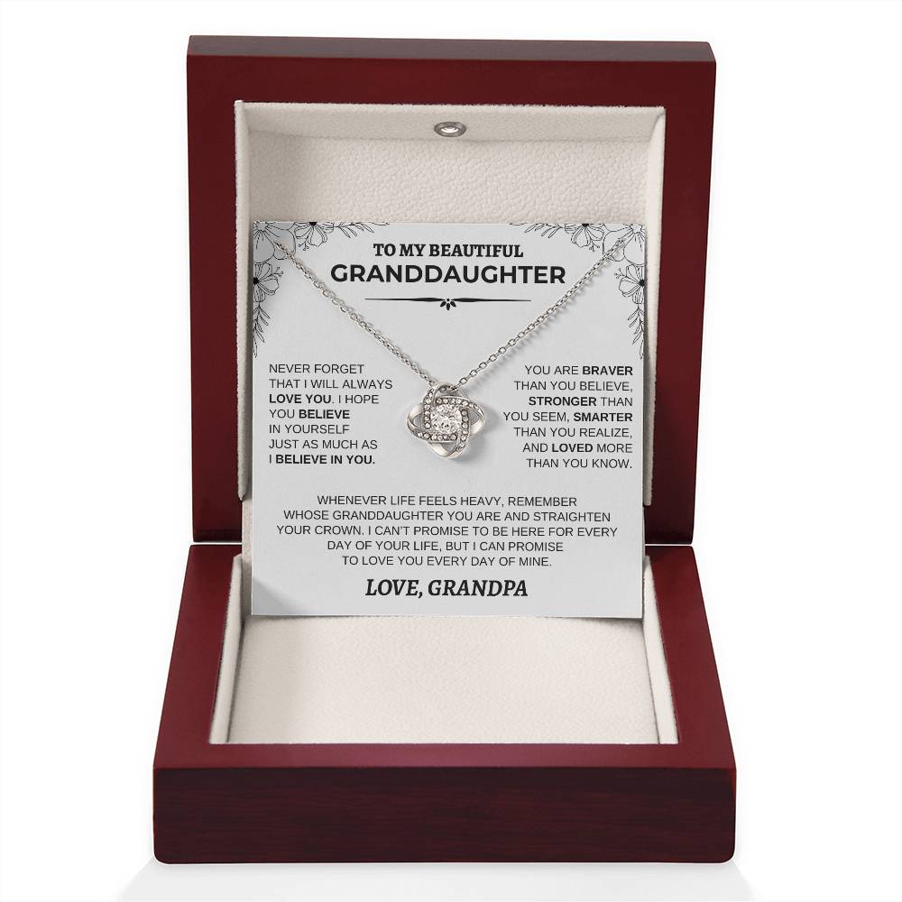 Personalized Granddaughter Necklace | Modern Floral Message Card