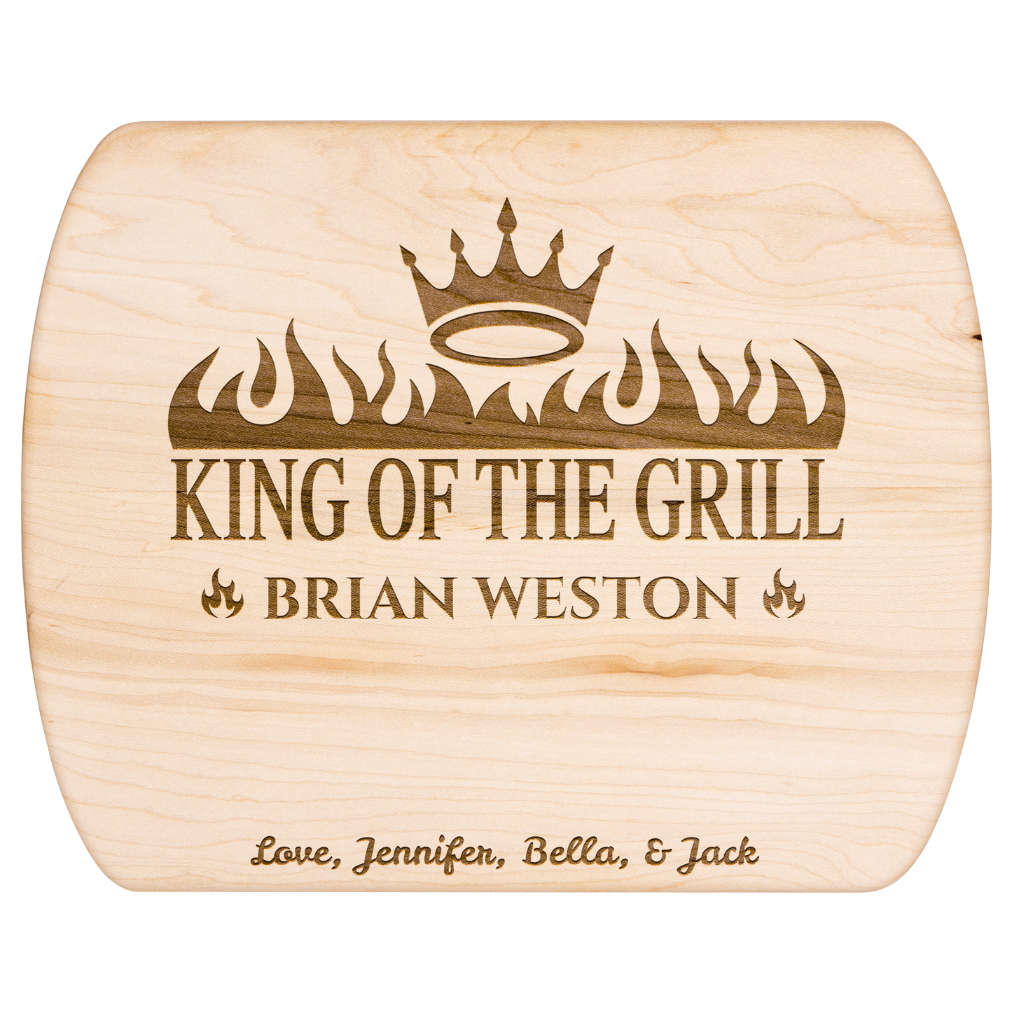 King of the Grill | Personalized Hardwood Oval Cutting Board