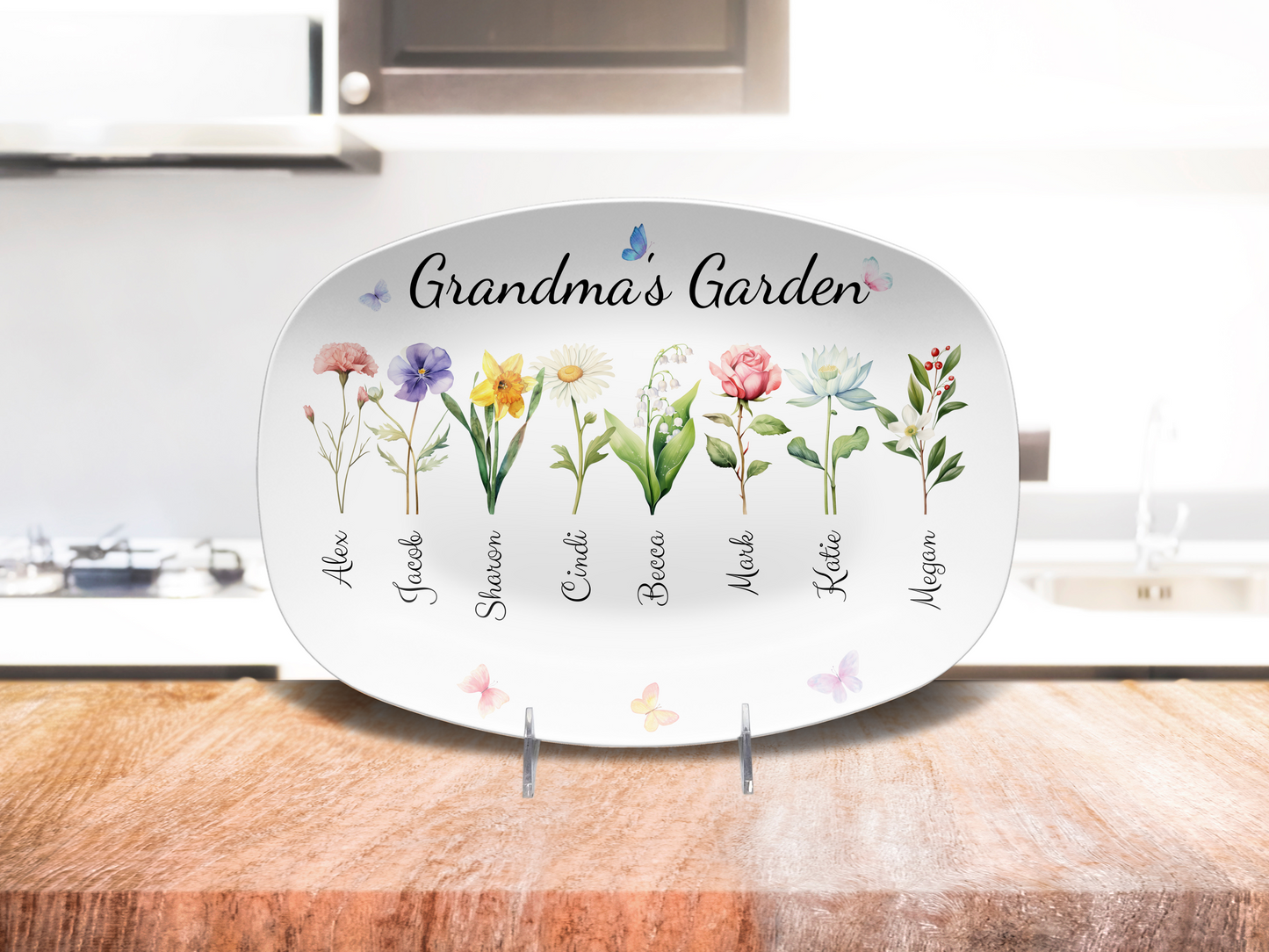 Personalized Grandma's / Mom's Garden Birth Flower Platter