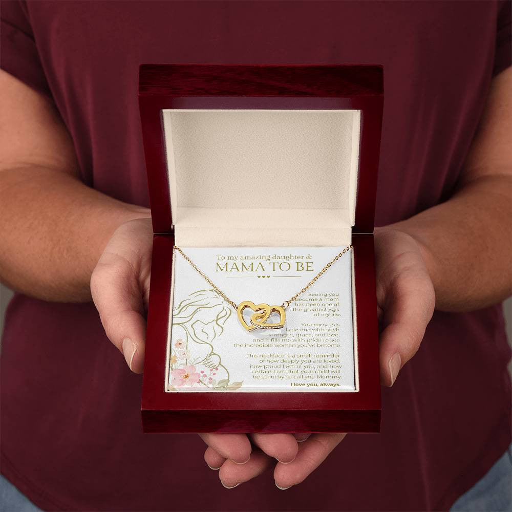 Daughter "Mama to Be" from Parent |Interlocking Hearts Necklace