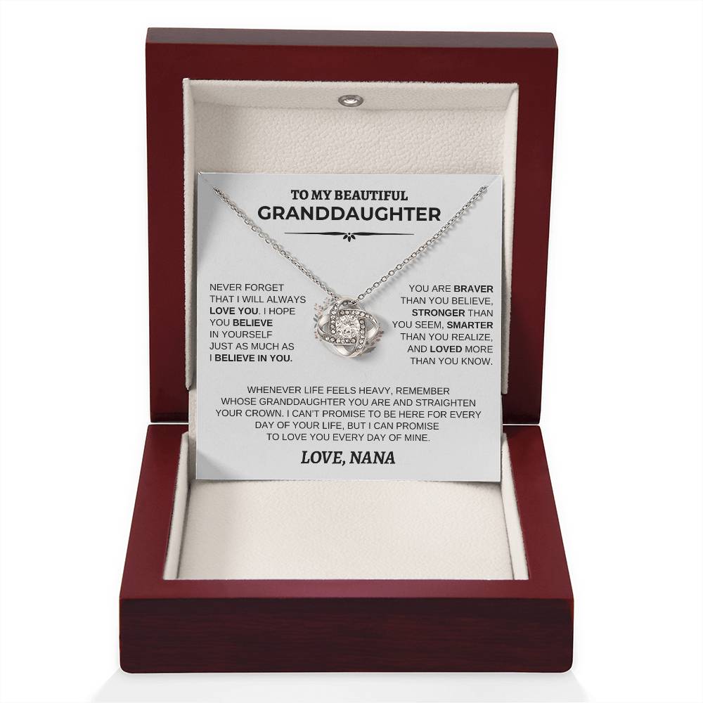 Personalized Granddaughter Necklace | Never Forget (Floral Wreath)