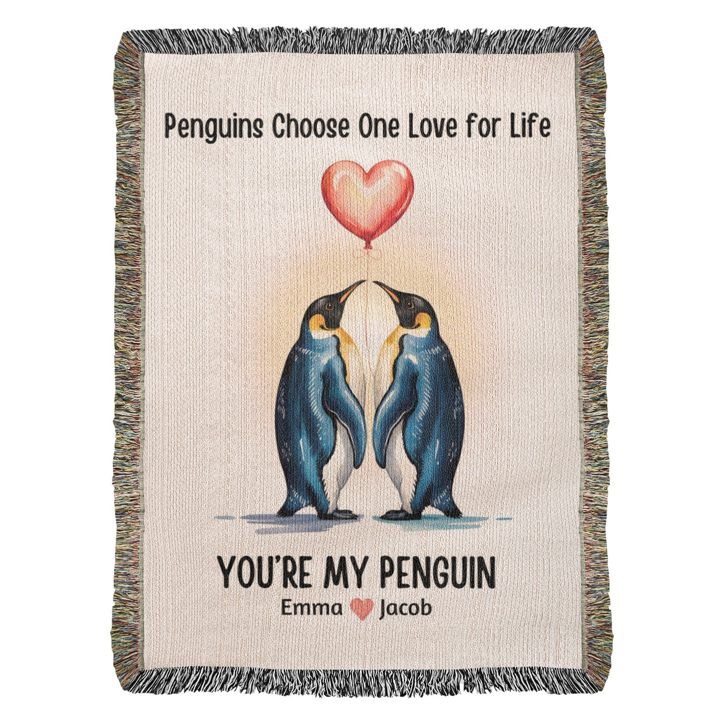 You’re My Penguin | Personalized Couples Woven Cotton Keepsake Blanket