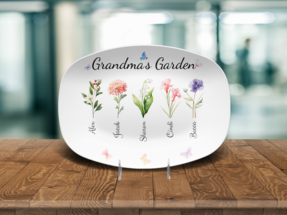 Personalized Grandma's / Mom's Garden Birth Flower Platter