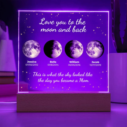 Personalized "The Moon on the Day You Became Mom" LED Acrylic Plaque