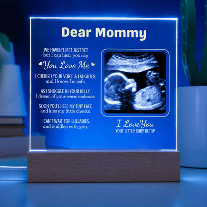 Personalized "Dear Mommy "Sonogram Plaque with LED Wood Base