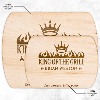 King of the Grill | Personalized Hardwood Oval Cutting Board