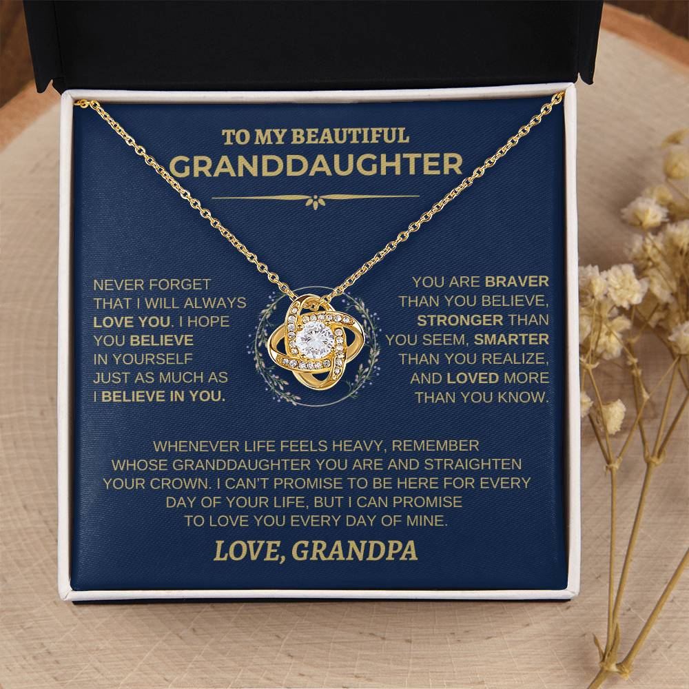 To My Beautiful Granddaughter Necklace |Never Forget (Navy Wreath)