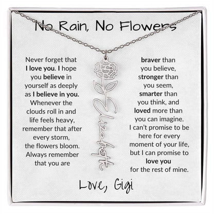 No Rain, No Flowers (LGT)| Personalized Birth-Flower Name Necklace
