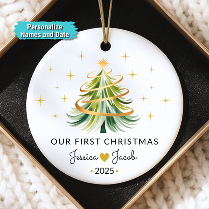 “Our First Christmas Together” 2025 Personalized Ceramic Ornament