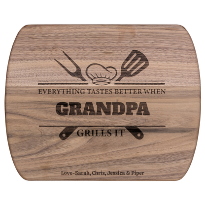 Everything Tastes Better When (Name) Grills It | Personalized Hardwood Oval Cutting Board
