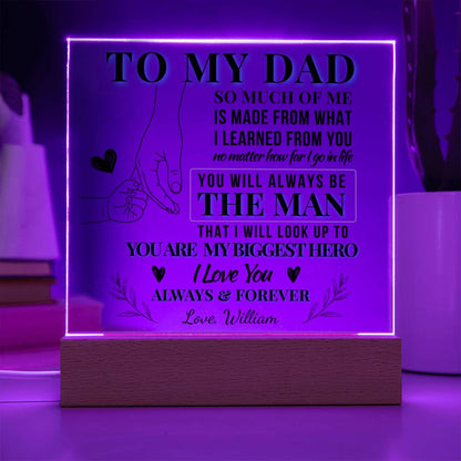 To Dad, My Biggest Hero – Personalized Dad LED Plaque