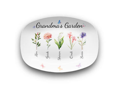 Personalized Grandma's / Mom's Garden Birth Flower Platter