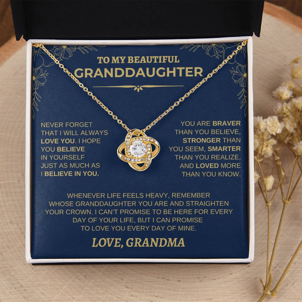 To My Beautiful Granddaughter Necklace | Never Forget (Navy Floral)
