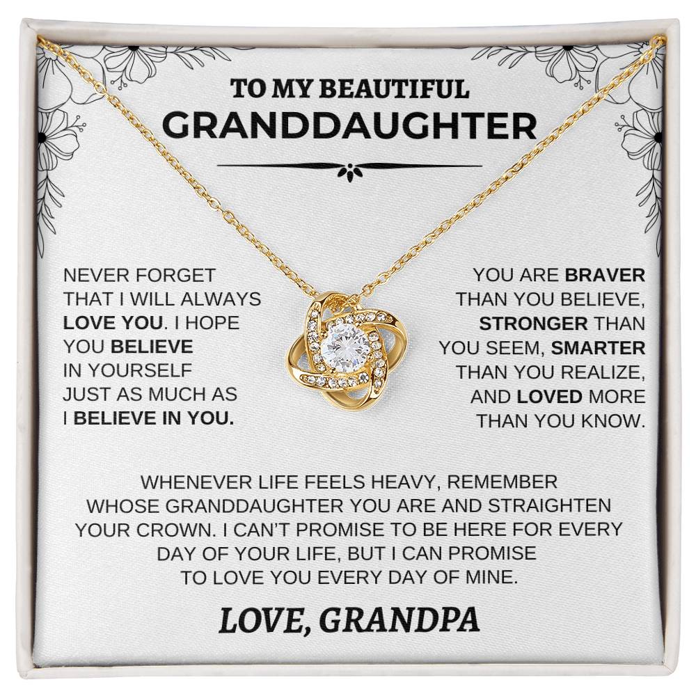 Personalized Granddaughter Necklace | Modern Floral Message Card