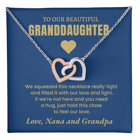 Always Close To Our Hearts | Personalized Granddaughter Heart Necklace |Navy