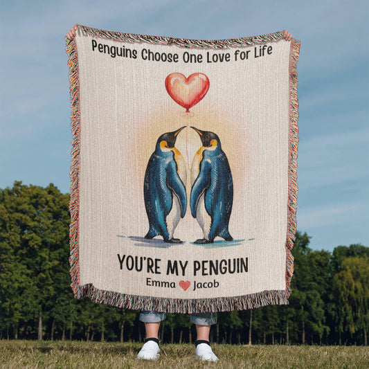 You’re My Penguin | Personalized Couples Woven Cotton Keepsake Blanket