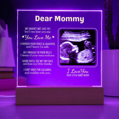 Personalized "Dear Mommy "Sonogram Plaque with LED Wood Base