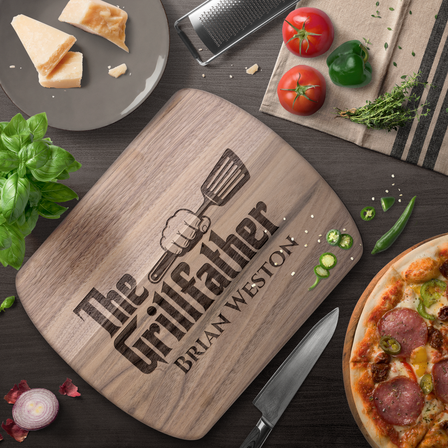The Grillfather | Personalized Hardwood Oval Cutting Board