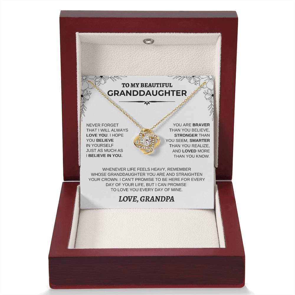 Personalized Granddaughter Necklace | Modern Floral Message Card