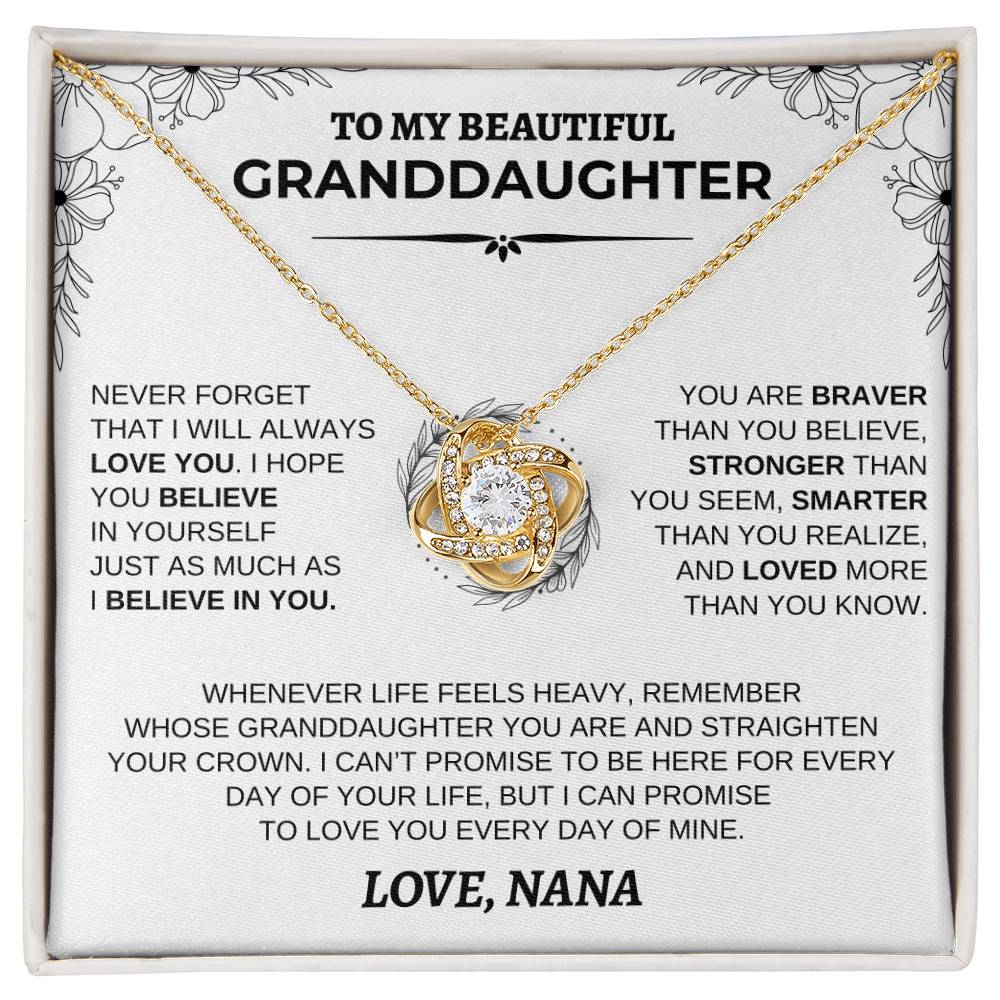 Personalized Granddaughter Necklace | Modern Floral Design