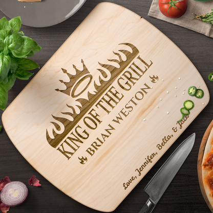 King of the Grill | Personalized Hardwood Oval Cutting Board