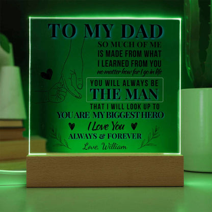 To Dad, My Biggest Hero – Personalized Dad LED Plaque