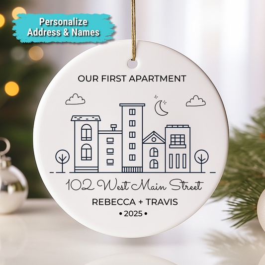 Personalized "Our First Apartment" 2025 Keepsake Ceramic Ornament