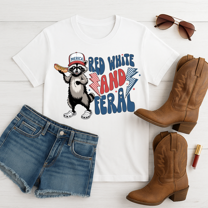 Red, White, and Feral – Women’s Patriotic July 4th Tee