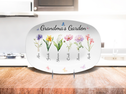 Personalized Grandma's / Mom's Garden Birth Flower Platter