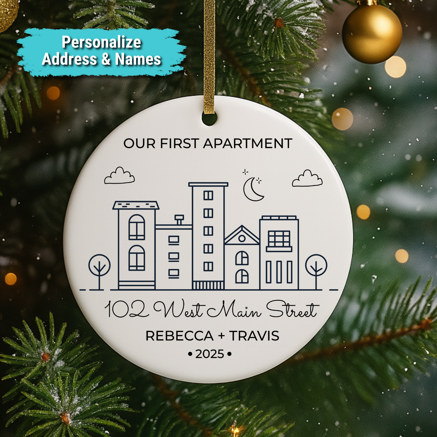 Personalized "Our First Apartment" 2025 Keepsake Ceramic Ornament