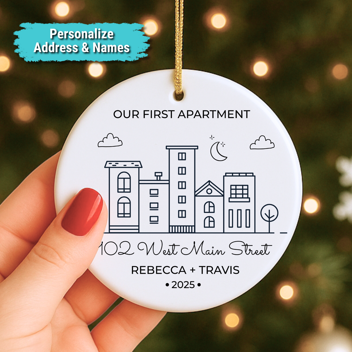 Personalized "Our First Apartment" 2025 Keepsake Ceramic Ornament