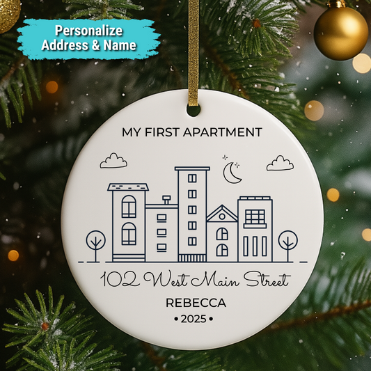 Personalized "My First Apartment" 2025 Keepsake Ceramic Ornament