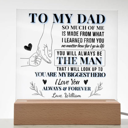 To Dad, My Biggest Hero – Personalized Dad LED Plaque