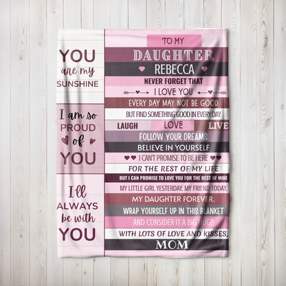 You Are My Sunshine Daughter Blanket | Personalized Cozy Fleece or Sherpa